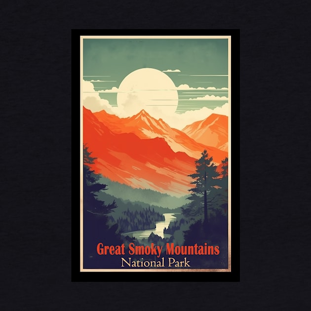 Great Smoky Mountains national park vintage travel poster by GreenMary Design